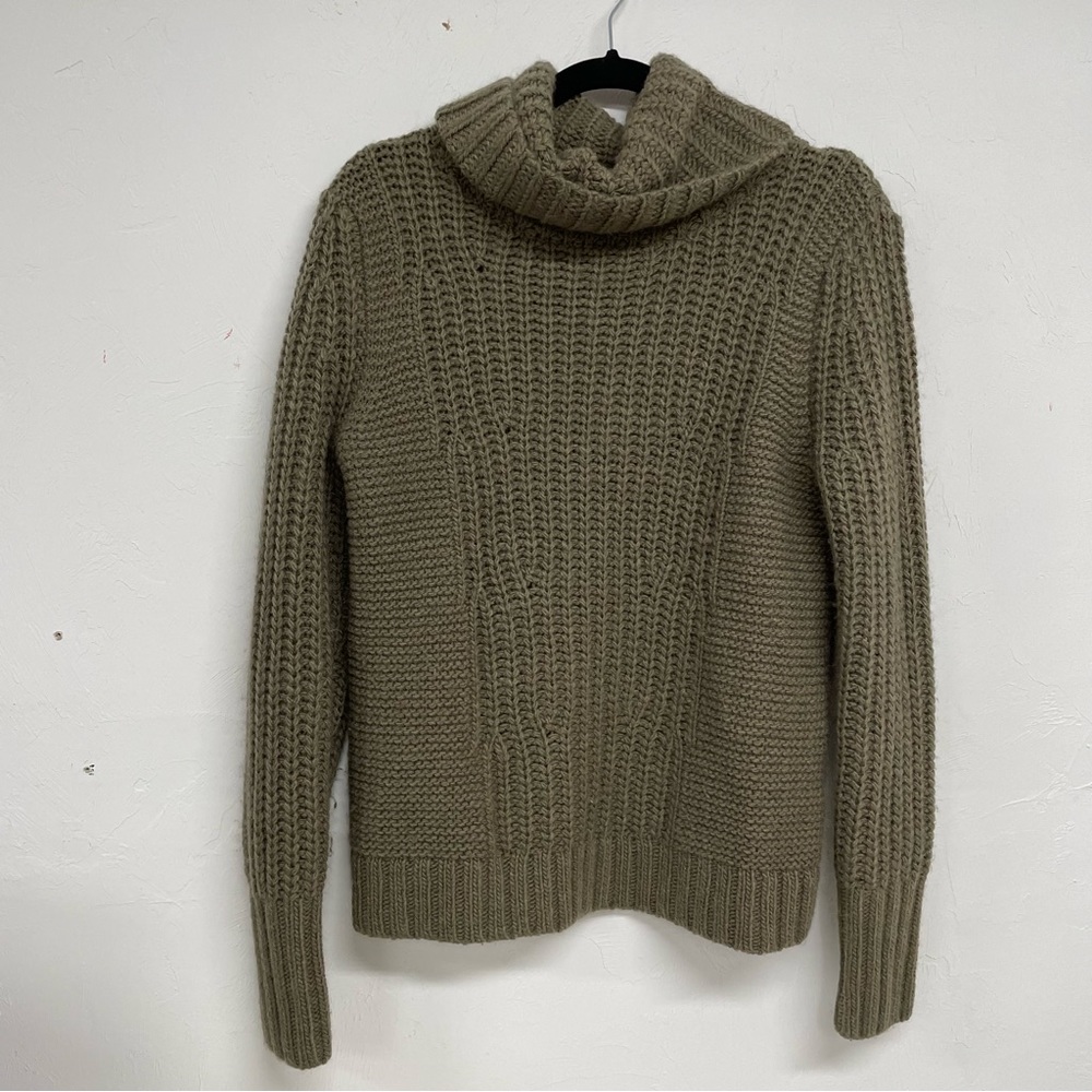 Banana Republic Green Cable Knit Alpaca Blend Turtleneck Sweater S